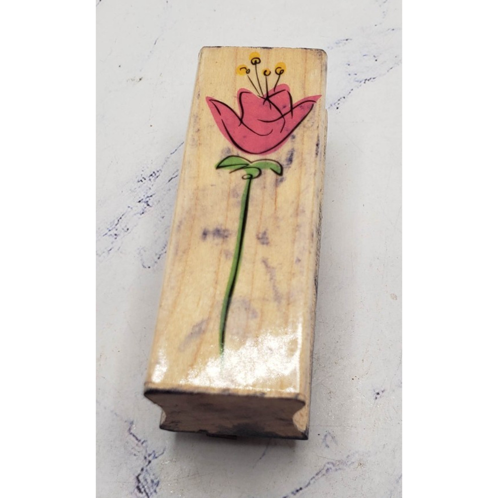 Sketched Flower Tulip Hero Arts Wood Mounted Rubber Stamp C4172